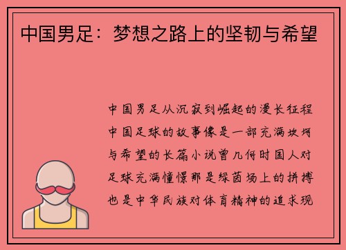 中国男足：梦想之路上的坚韧与希望